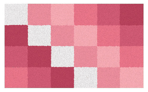 Rosa und weiße Kacheln in quadratischem Mosaikmuster nebeneinander