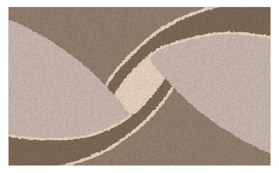Rechteckiger Teppich mit abstraktem Wellenmuster in Beige und Braun