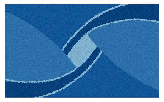 Blauer Badteppich mit abstraktem, geschwungenem Wellenmuster in Blau