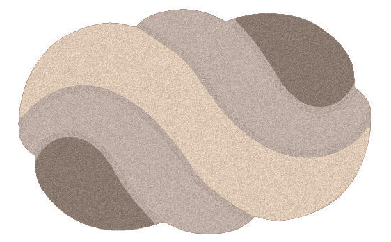 Ovale weiche Badematte mit welligem Muster in sanften Beige- und Brauntönen