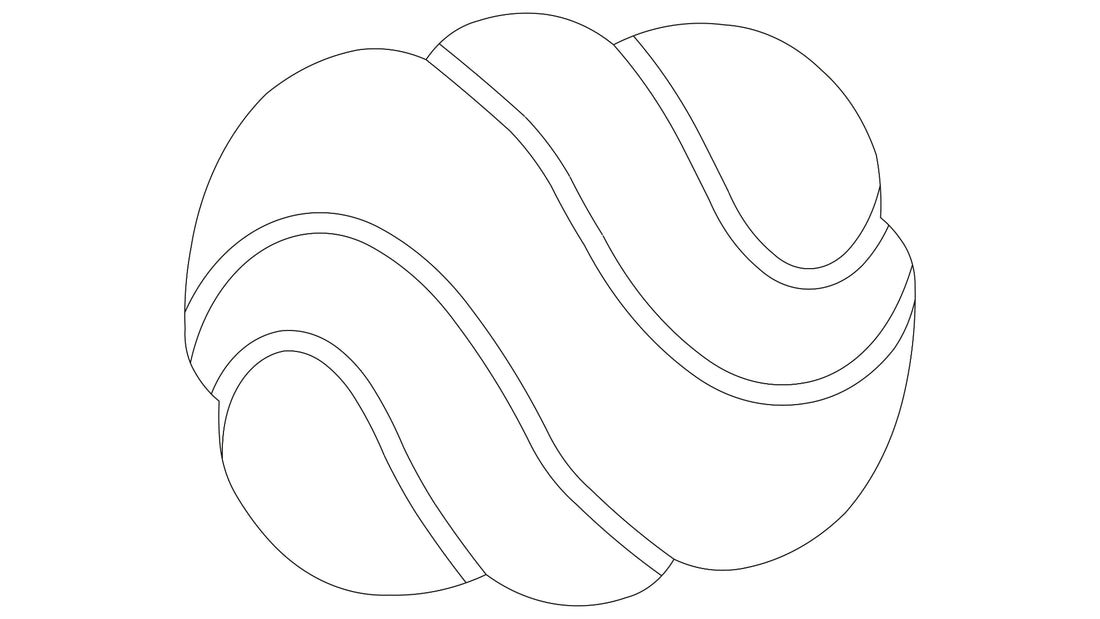 Runder Duschschwamm mit geschwungenen Linien, minimalistische Zeichnung