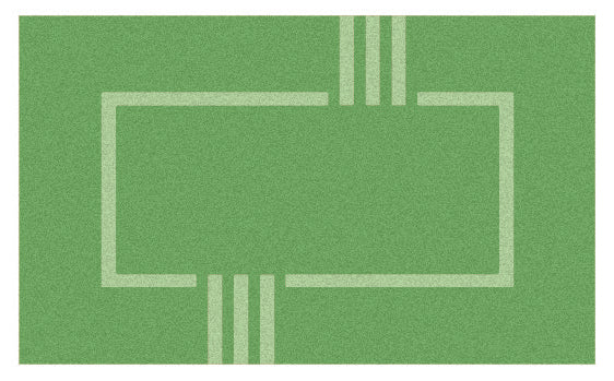 Grüne rechteckige Badematte mit hellen geometrischen Linienmustern
