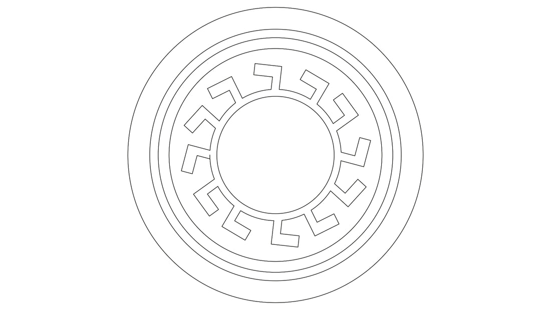 Runde Abdeckung mit ornamentalem Muster und konzentrischen Ringen