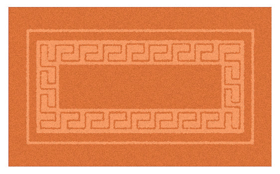 Orange Badematte mit rechteckigem Rahmen und griechischem Muster-Rand