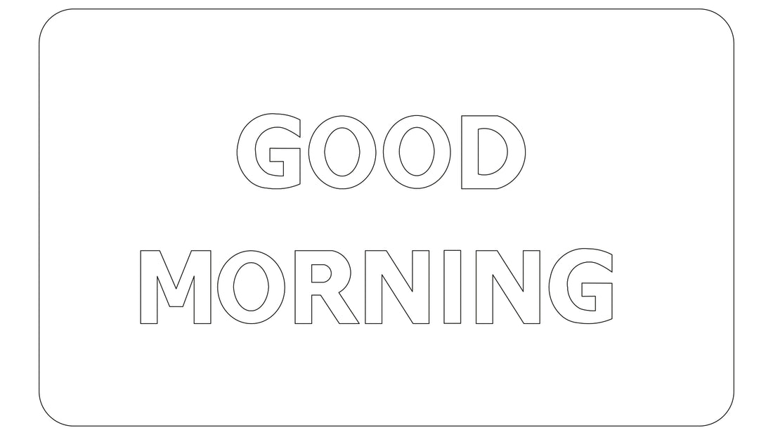 Rechteckige weiße Badematte mit Aufdruck „GOOD MORNING“ in Grau