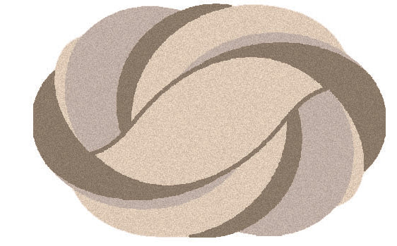 Ovale Badematte mit ineinander verschlungenem Beige-Braun-Muster-Design