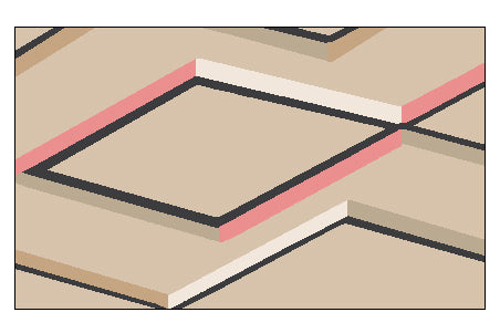 Illustration eines Badteppichs mit eingefärbten geometrischen Formen.