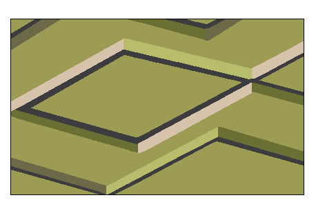 Illustration eines Badteppichs mit eingefärbten geometrischen Formen.