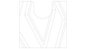 Skizze eines Badteppichs mit WC-Ausschnitt mit geometrischem Muster.