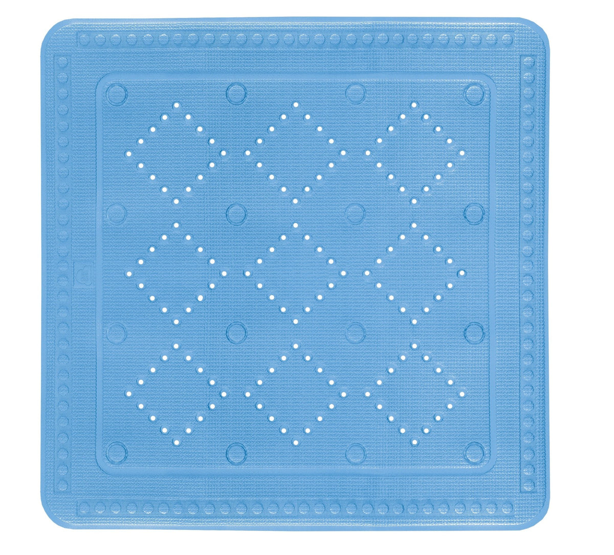 Quadratische blaue Badematte mit rutschhemmender Lochoberfläche aus Gummi