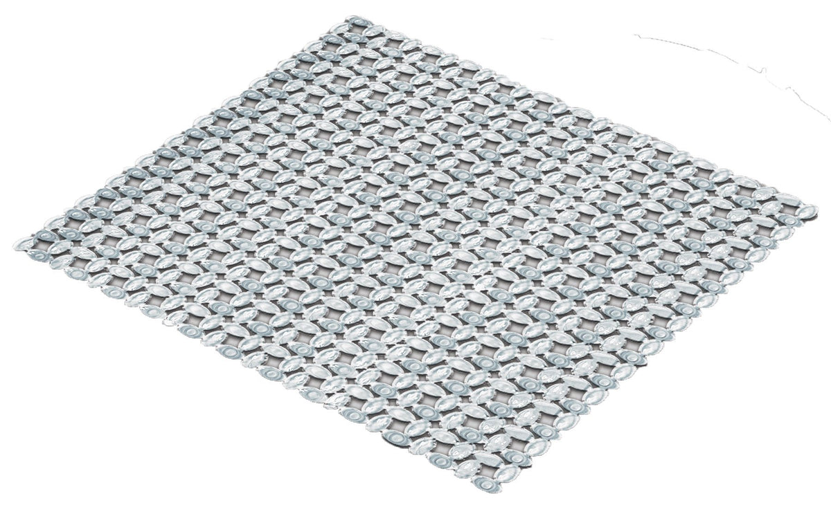 Quadratische silberne Mosaikmatte mit runden, glänzenden Elementen