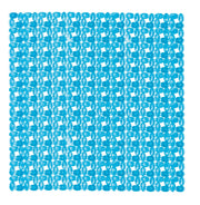 Quadratische blaue Badematte mit vielen runden Noppen obenauf aus Gummi