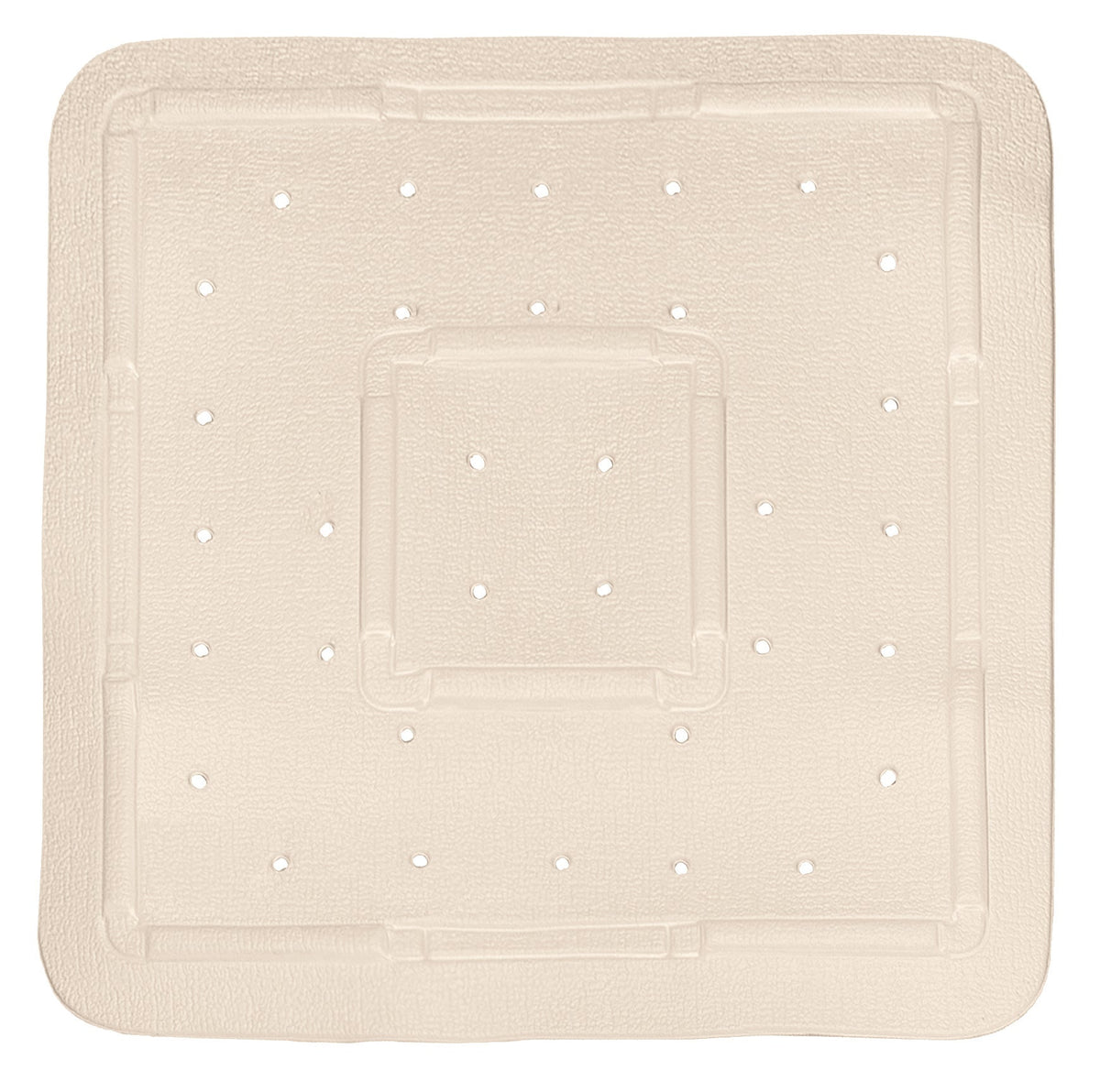 Quadratische beige Badewannenmatte mit Struktur und vielen Löchern