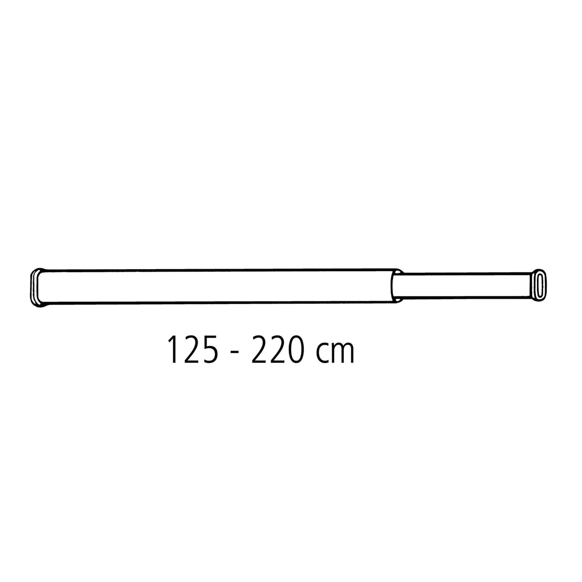 Teleskop-Duschstange weiß, ausziehbar von 125 bis 220 Zentimetern lang