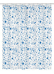 Weißer Duschvorhang mit blauem Wassertropfen-Muster in mehreren Größen