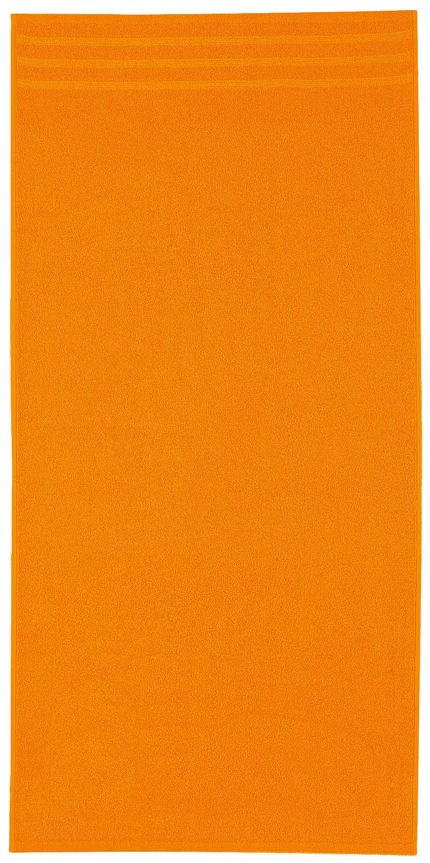 Einfarbig orangefarbenes Duschtuch mit schlichten Bordürenlinien