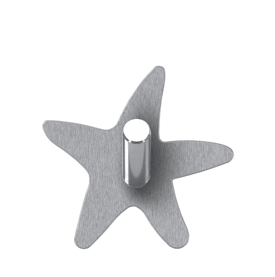 Wandhaken aus gebürstetem Edelstahl in Form eines kleinen Seesterns