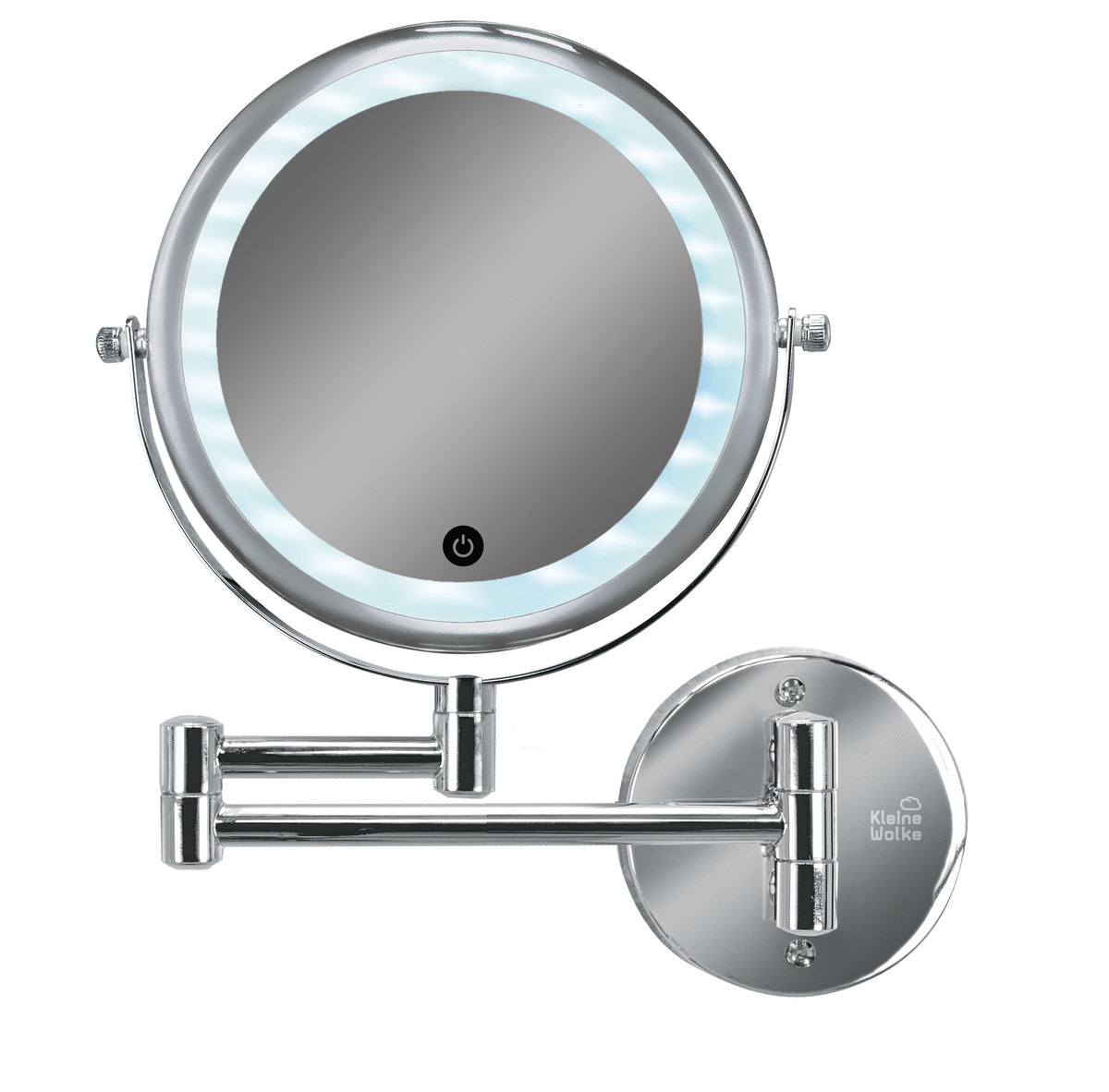 LED-Schminkspiegel aus Chrom mit schwenkbarem Wandarm und Beleuchtung