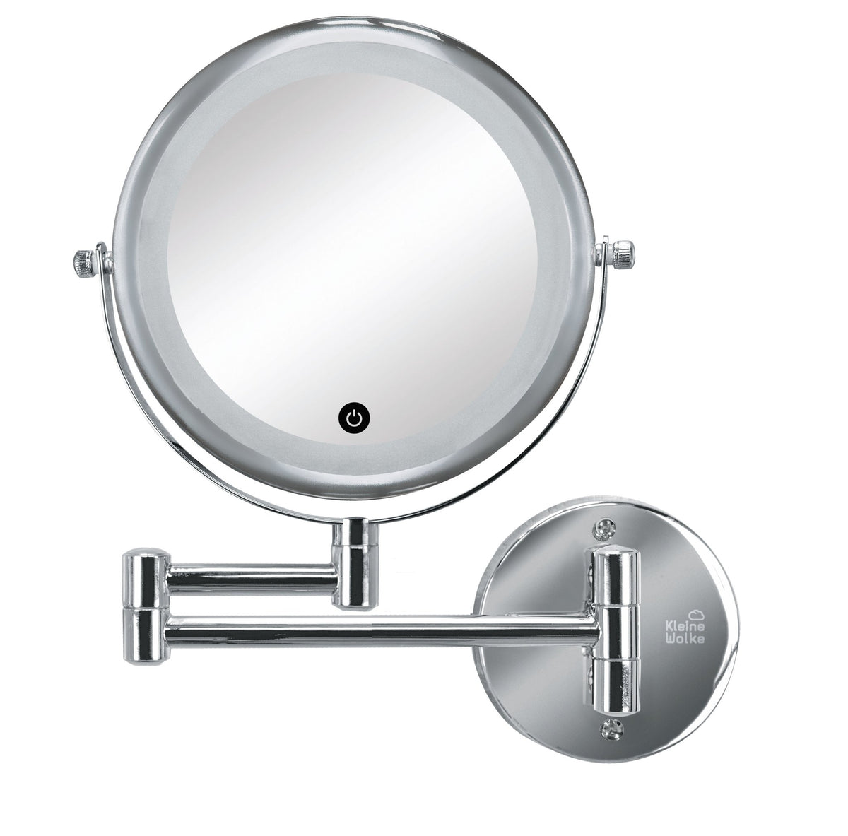 Runder LED-Kosmetikspiegel aus Chrom mit Touchsensor zur Wandmontage