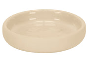 Runde, beige Keramik-Seifenschale mit Rand und glatter Innenfläche