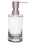 Transparenter Seifenspender aus Glas mit silbernem Pumpkopf, modernem Design
