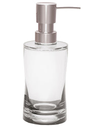 Transparenter Seifenspender aus Glas mit silbernem Pumpkopf, modernem Design