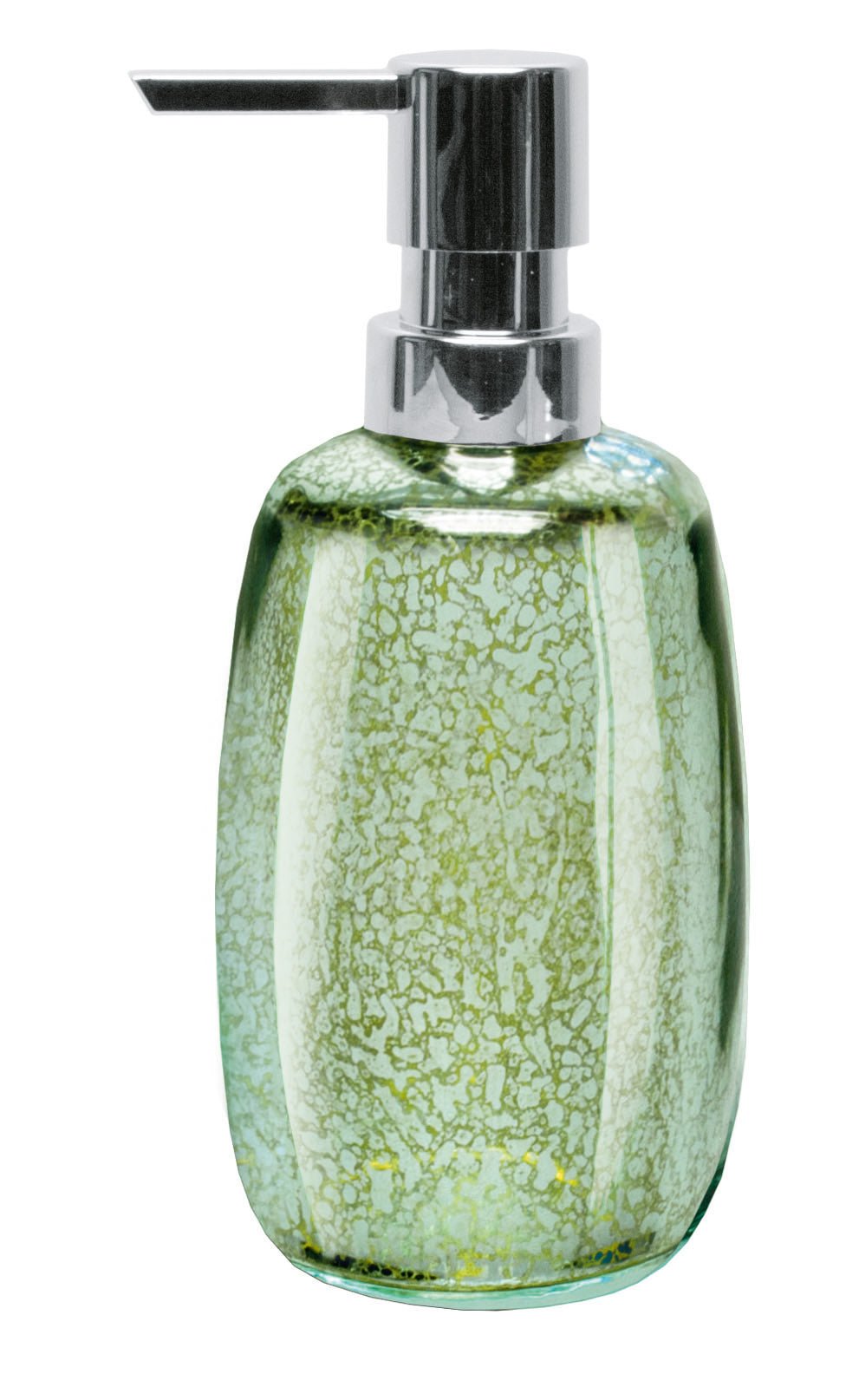 Grüner Glas-Seifenspender mit silbernem Pumpverschluss, rechteckig