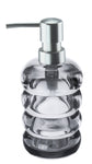 Transparenter gerippter Glas-Seifenspender mit silberner Pumpvorrichtung