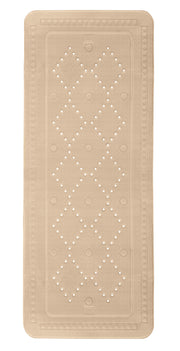 Beige rutschfeste Badewannenmatte in Rechteckform mit Lochmuster