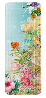 Antirutschmatte mit buntem Blumenmuster aus Rosen, Sonnenblumen und Blüten.