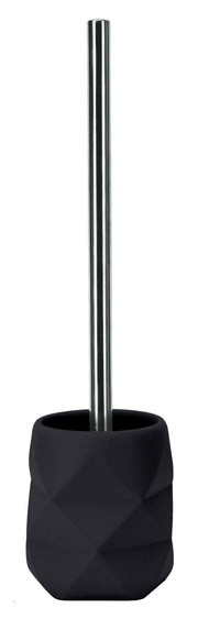 Toilettenbürste mit schwarzem, facettiertem Halter und Metallstiel