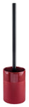 Roter WC-Bürstenhalter mit schwarzer Toilettenbürste, Zylinderform