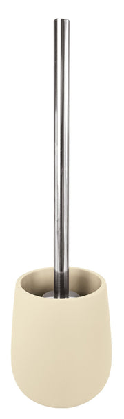 Beiger WC-Bürstenhalter mit Edelstahlstiel in zylindrischer Form Design
