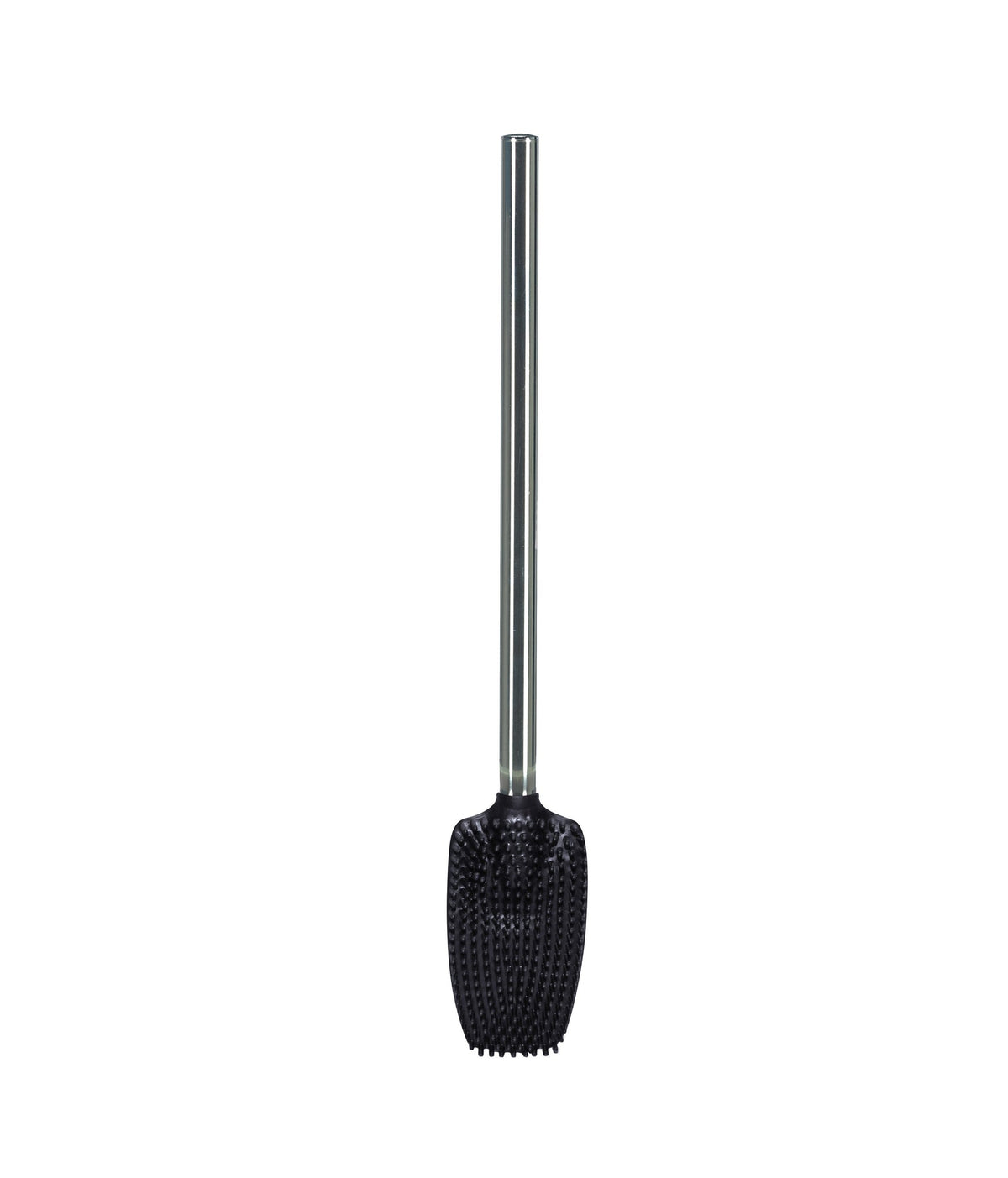 Schwarze Silikon-WC-Bürste mit langem modernem silbernen Metallstiel