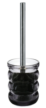 Toilettenbürste mit verchromtem Stiel in gerilltem rundem Glasbehälter