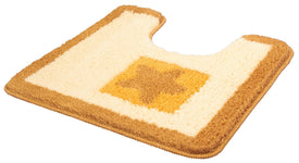 U-förmiger WC-Badevorleger in Beige und Braun mit langflorigem Kreuzmuster