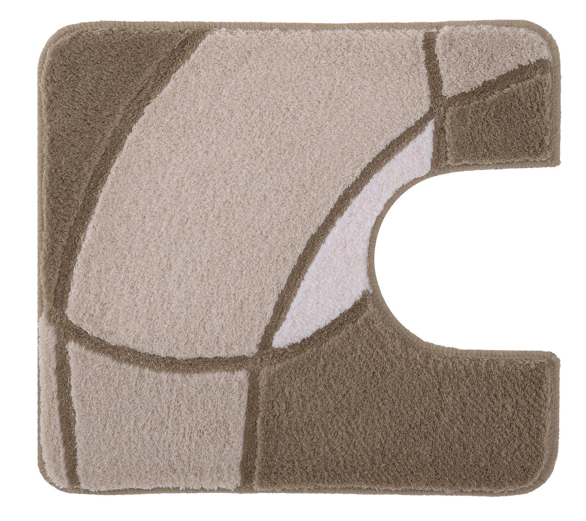 Beige-brauner WC-Vorleger mit abstraktem, geometrischem Muster Design