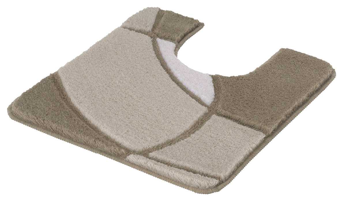 Beige WC-Vorleger mit U-Ausschnitt und modernem geometrischem Kreismuster