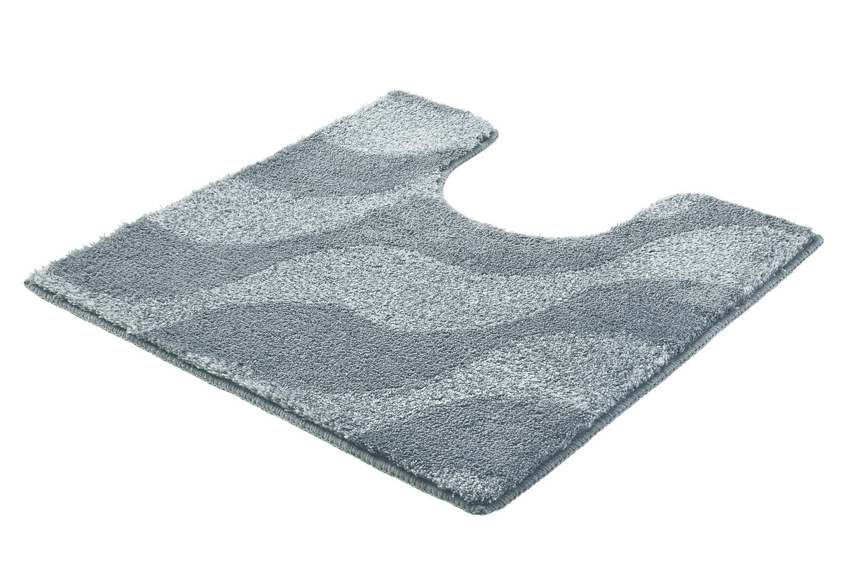Graue U-förmige Badematte mit wellenförmigem Muster aus Hochflor