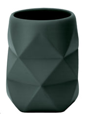 Dunkelgrüner Zahnputzbecher mit markanter geometrischer Rautenoberfläche