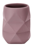 Rosa Zahnputzbecher aus Keramik mit geometrischer Diamant-Struktur