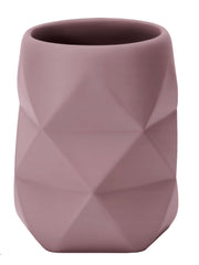 Rosa Zahnputzbecher aus Keramik mit geometrischer Diamant-Struktur