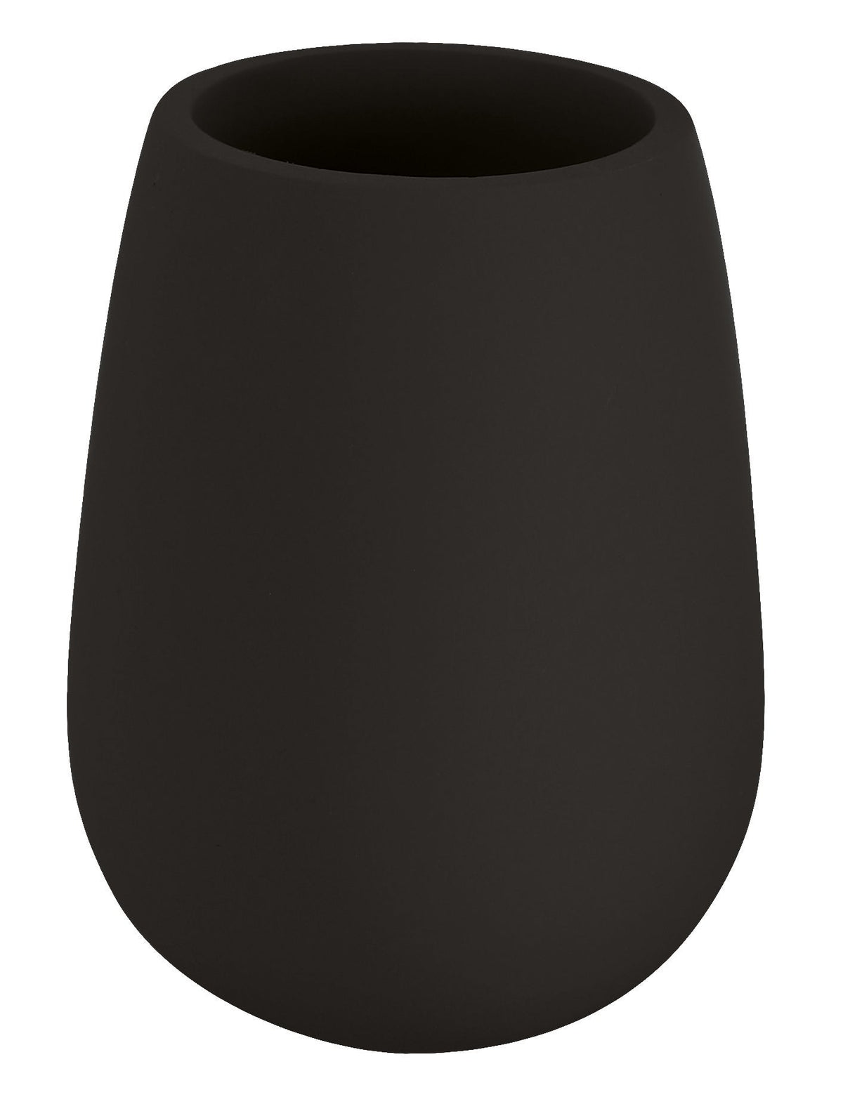 Schwarzer, mattierter Zahnputzbecher aus Keramik in konischer Form