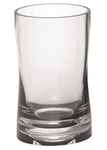 Transparenter Zahnputzbecher aus dickwandigem Glas mit rundem Boden