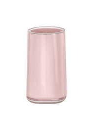 Zylindrischer Zahnputzbecher aus rosa Glas mit glatter Oberfläche