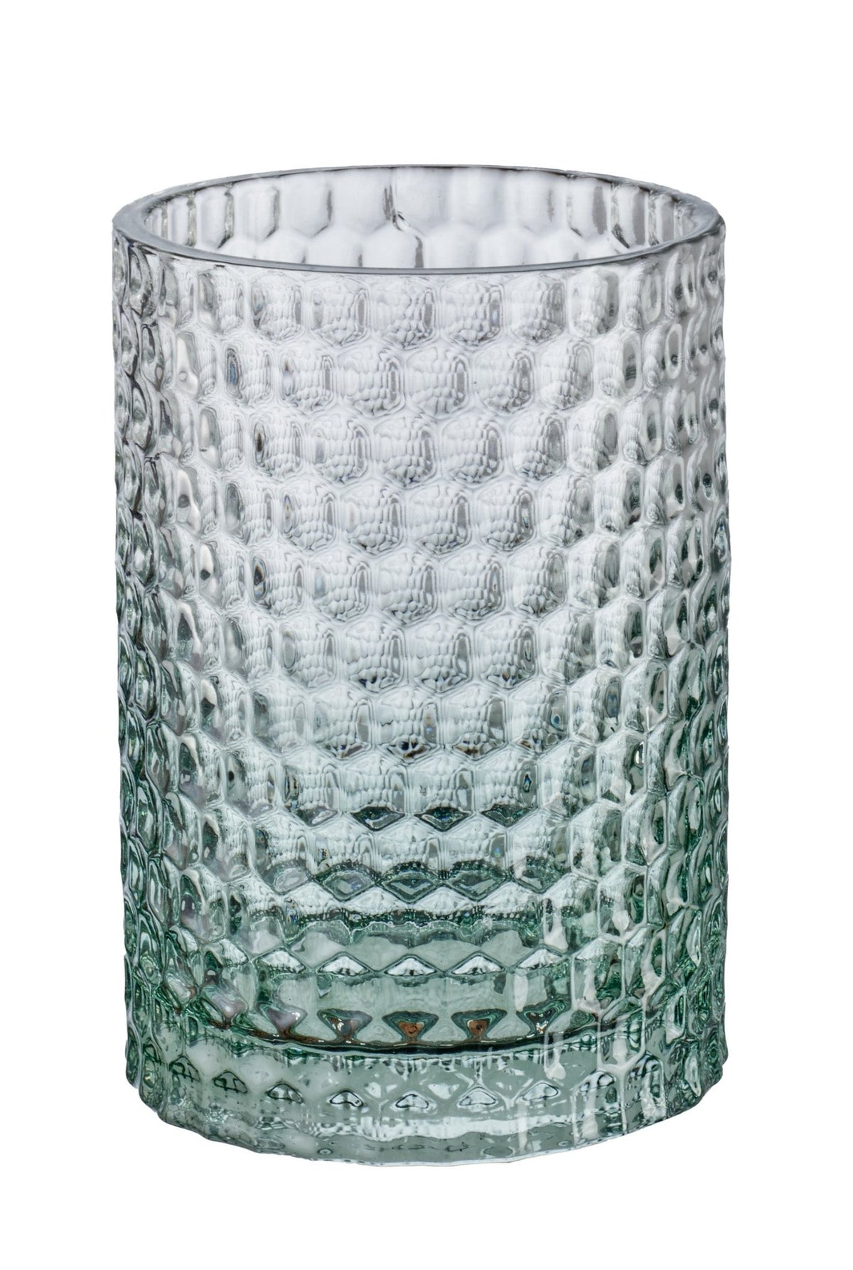 Transparenter Zahnbürstenbecher aus zylindrischem strukturiertem Glas