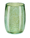 Grüner Zahnputzbecher aus Glas mit marmorierter Oberfläche und Goldakzenten