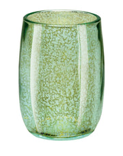 Grüner Zahnputzbecher aus Glas mit marmorierter Oberfläche und Goldakzenten