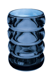 Blauer, gerippter Glasbecher für Bad oder Zahnbürsten im modernen Design